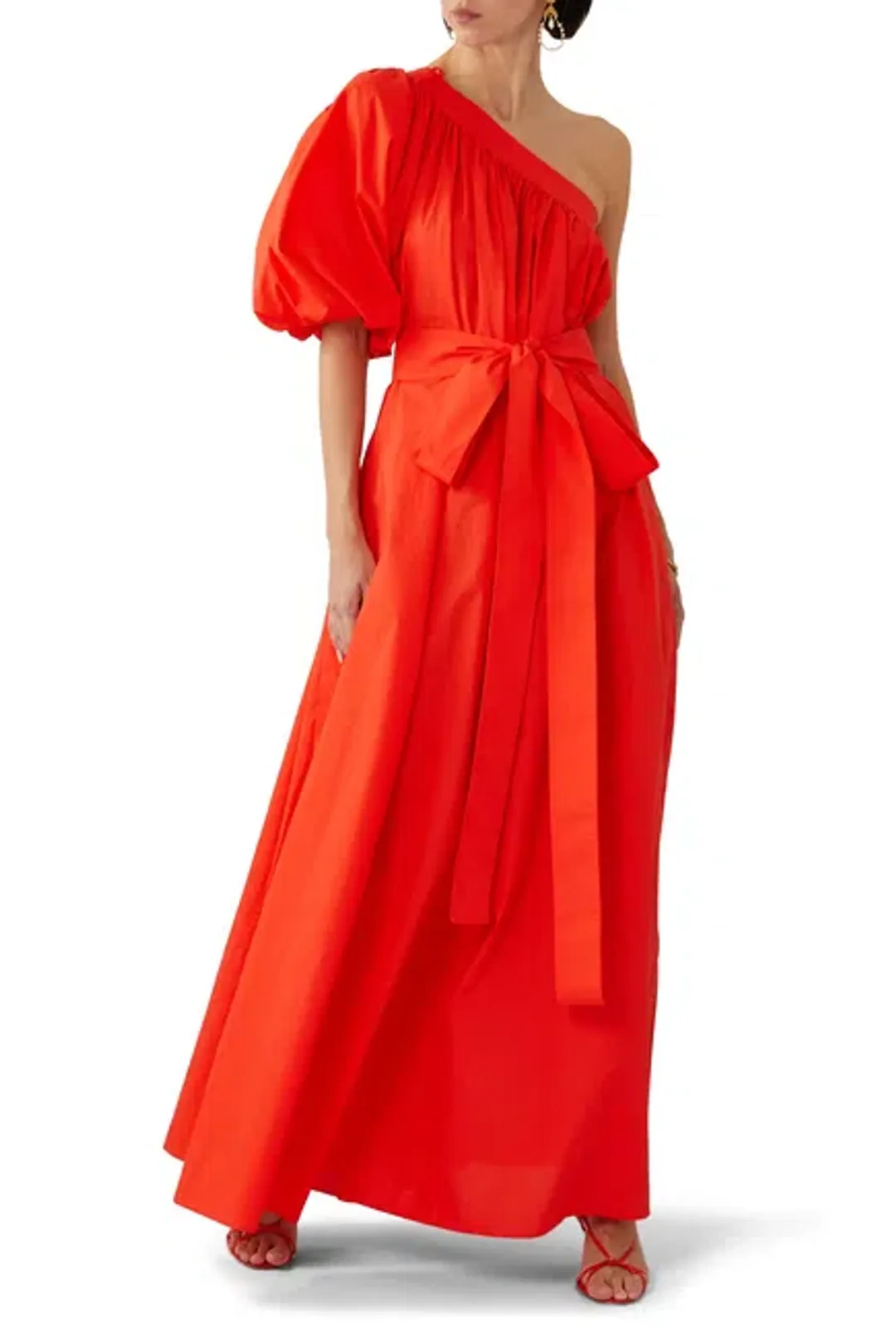 Oroton One Shoulder Bow Maxi Dress True Red 16 for rent on The Volte - main image