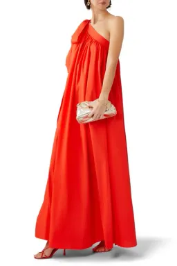 Oroton One Shoulder Bow Maxi Dress True Red 16 for rent on The Volte - image 2