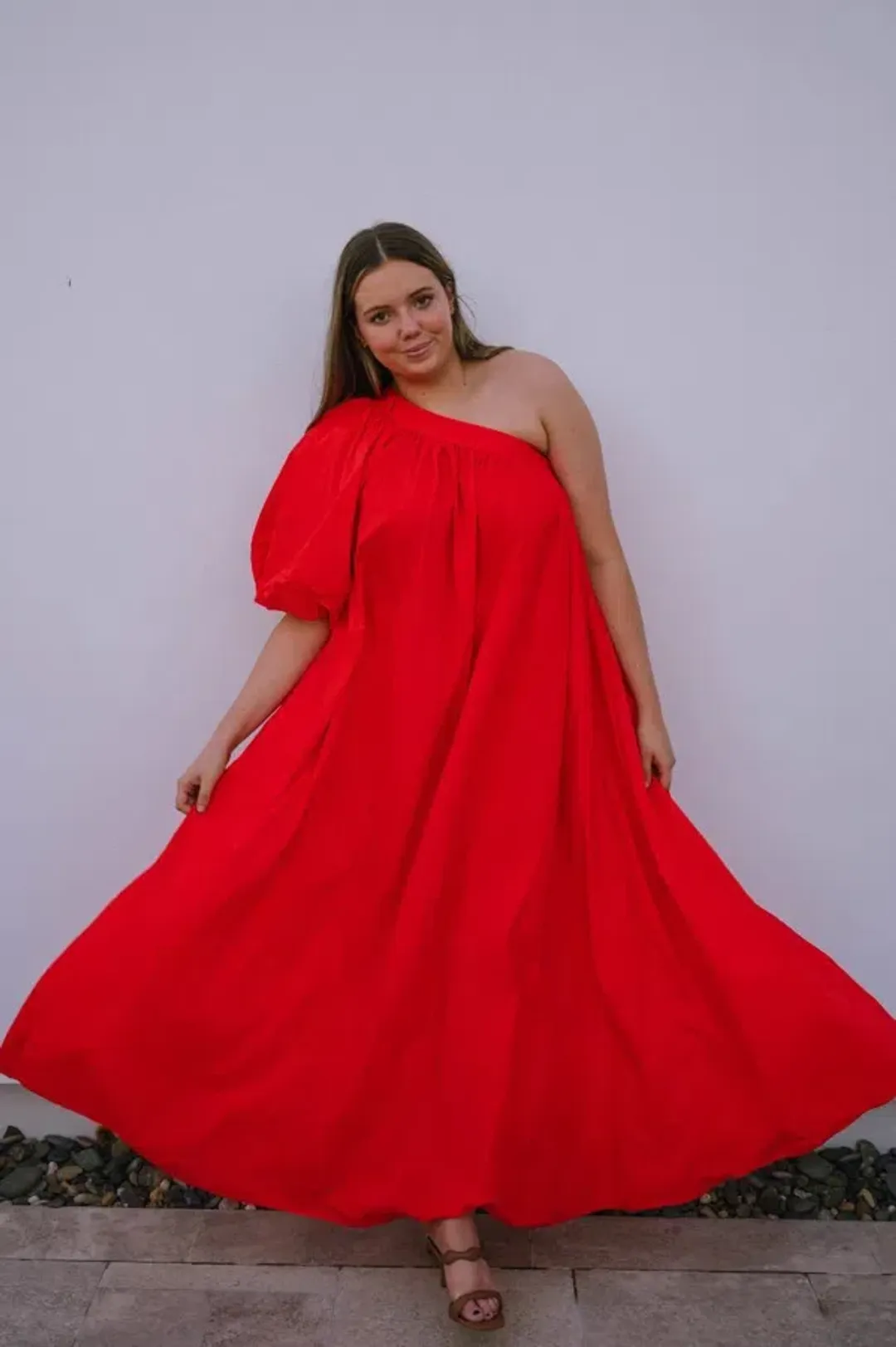 Oroton One Shoulder Bow Maxi Dress True Red 16 for rent on The Volte - main image