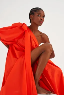 Oroton One Shoulder Bow Maxi Dress True Red 16 for rent on The Volte - image 9