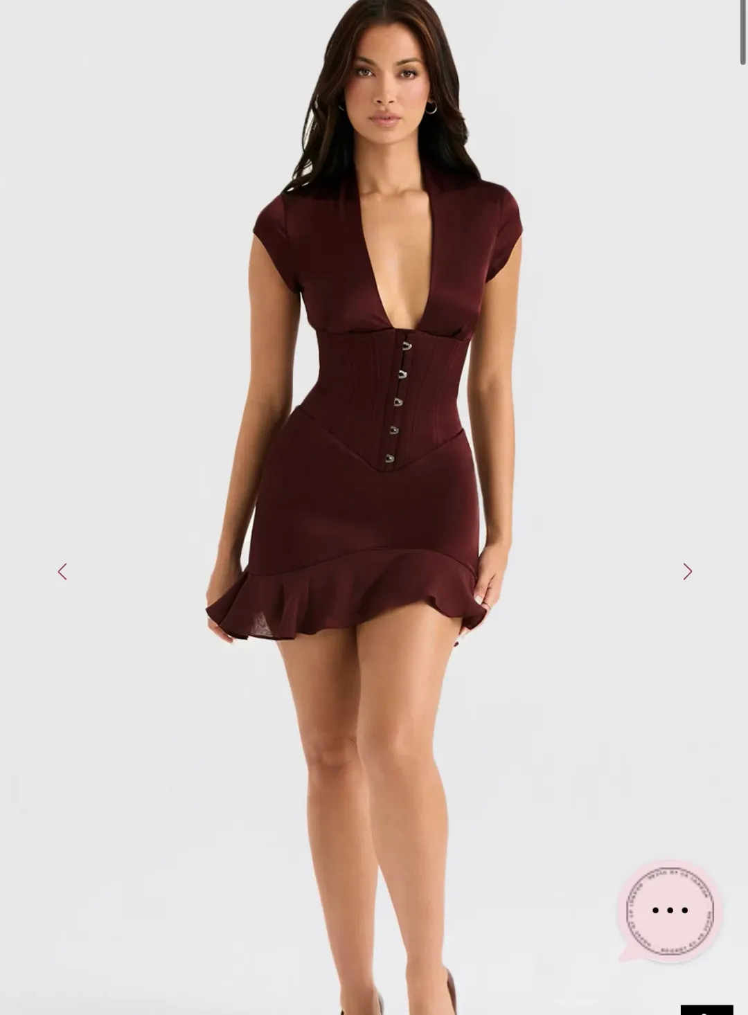 House of CB Wine Ruffle Corset Dress for rent on The Volte - main image