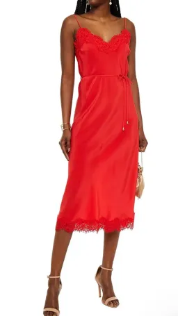 Zimmermann Crepe de Chine Lace Slip Midi Dress Tomato s.2 for rent on The Volte - image 1
