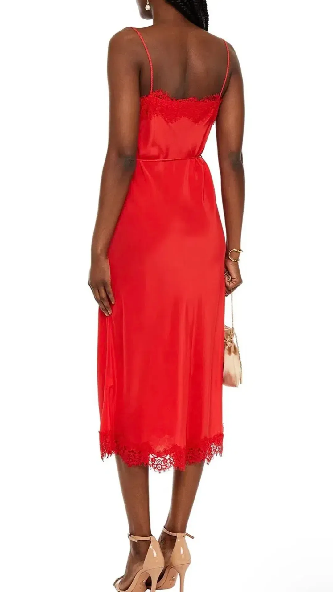 Zimmermann Crepe de Chine Lace Slip Midi Dress Tomato s.2 for rent on The Volte - main image