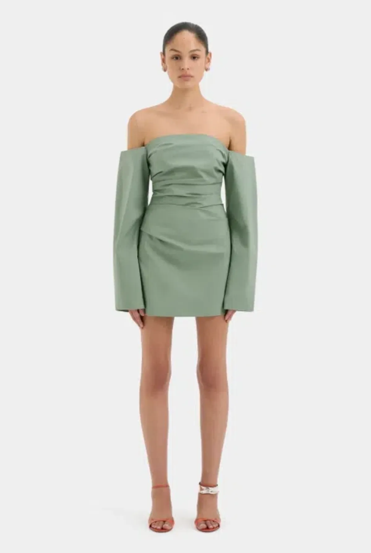 SIR Martina Sleeved Mini Dress Sage Size 1 / AU 8 for rent on The Volte - main image