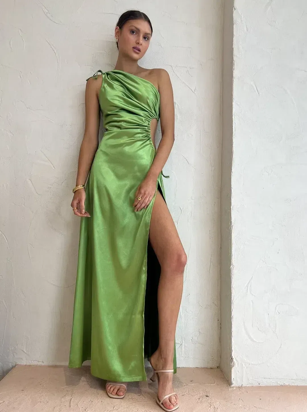 SONYA MODA NOUR MAXI DRESS OLIVE SIZE 12 for rent on The Volte - main image
