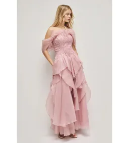 Aje Nisha Gown in Fawn Pink Size AU8 for rent on The Volte - image 2