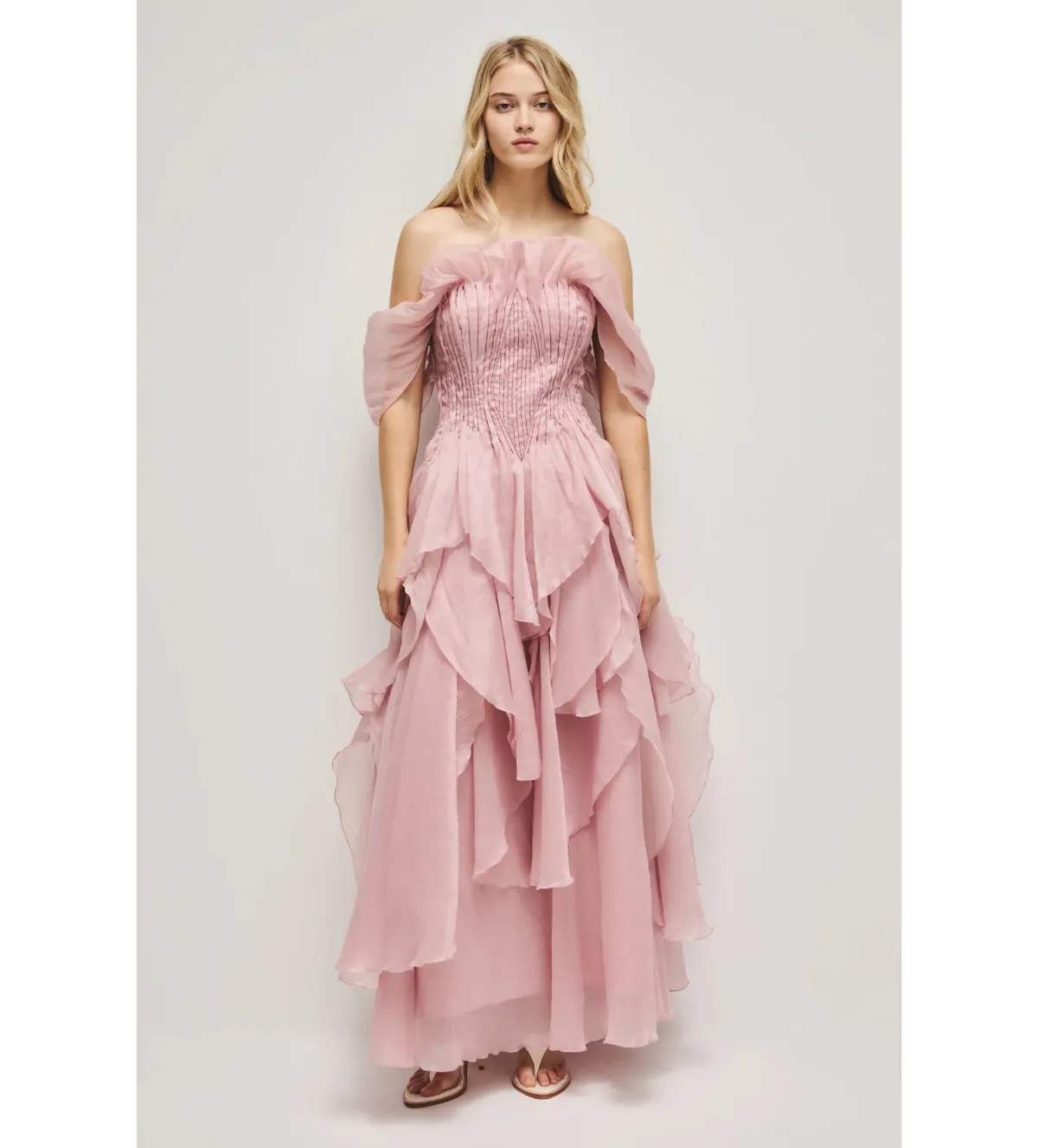 Aje Nisha Gown in Fawn Pink Size AU8 for rent on The Volte - main image
