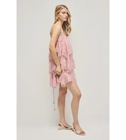Aje Ophelia Lace Mini Dress in Fawn Pink Size AU10 for rent on The Volte - image 2