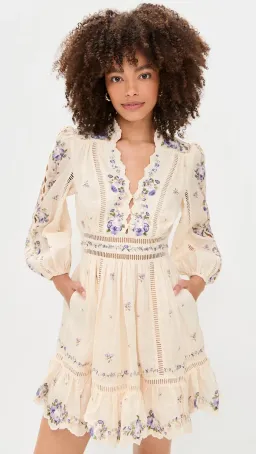 Zimmermann Patience Plunge Mini Dress Cream size 3 au 14 for rent on The Volte - image 6