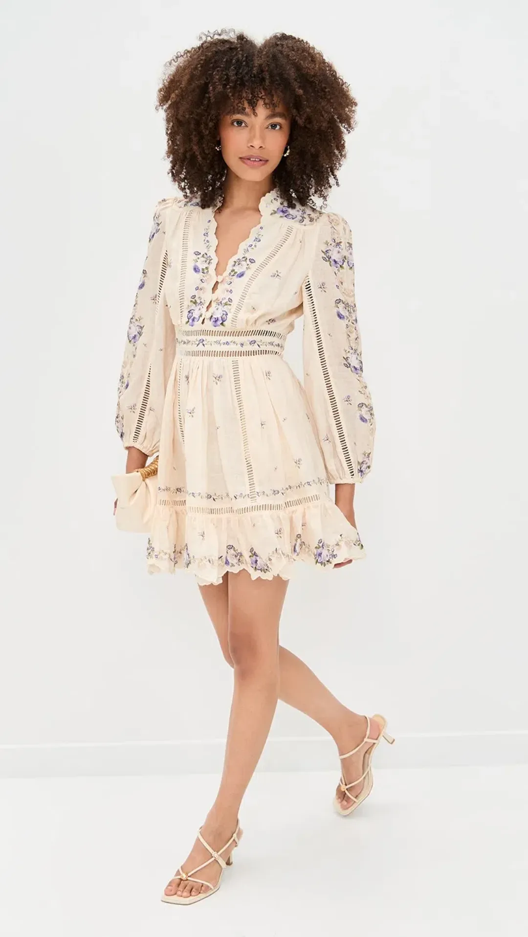 Zimmermann Patience Plunge Mini Dress Cream size 3 au 14 for rent on The Volte - main image
