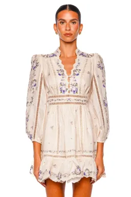 Zimmermann Patience Plunge Mini Dress Cream size 3 au 14 for rent on The Volte - image 1