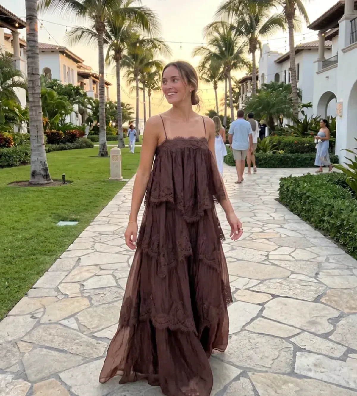 Aje Ophelia Lace Gown in Chocolate Size AU6 - Image 1