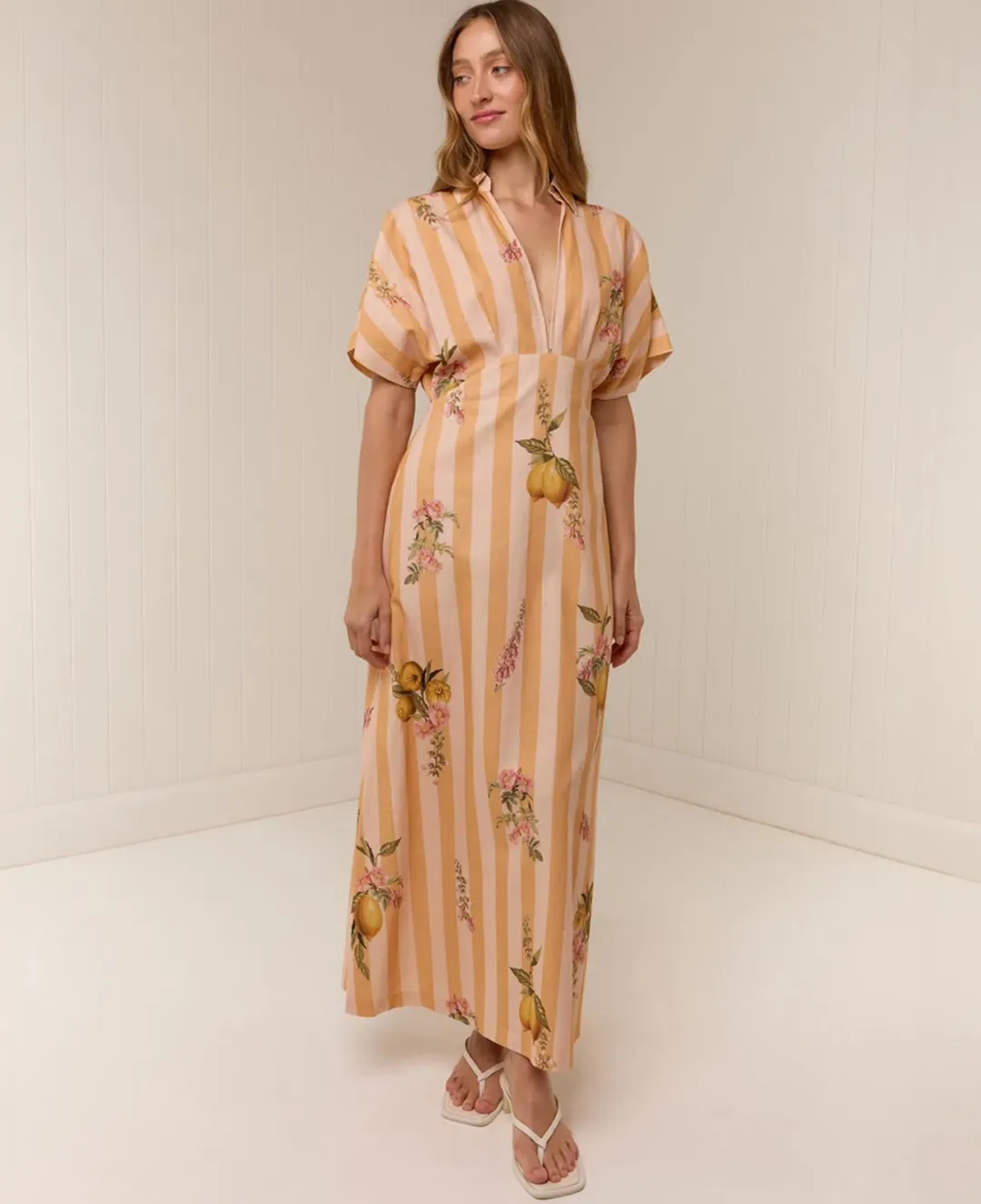 Palm Noosa Jasmine Dress size 16 Citrus Stripe for rent on The Volte - main image