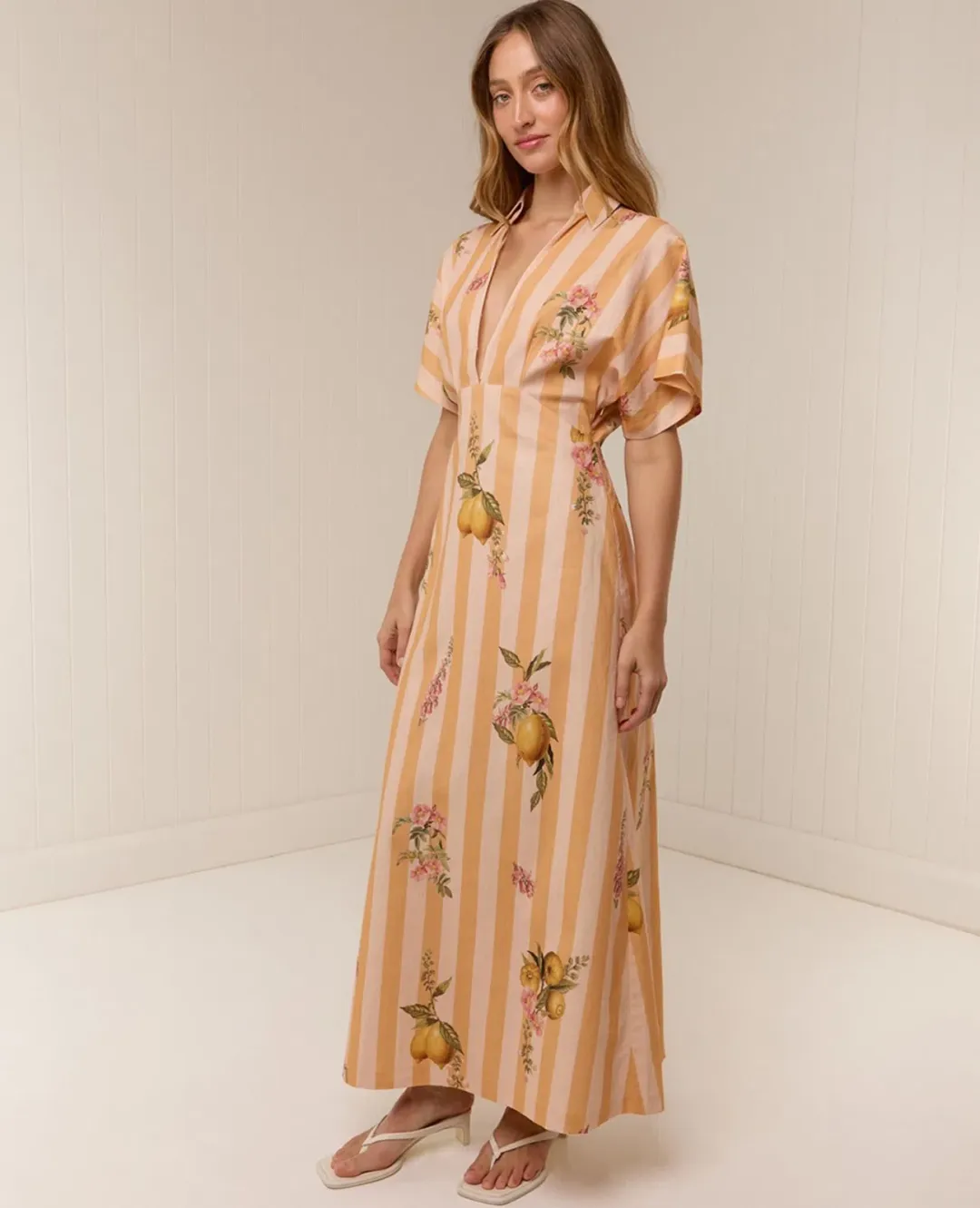 Palm Noosa Jasmine Dress size 16 Citrus Stripe for rent on The Volte - main image