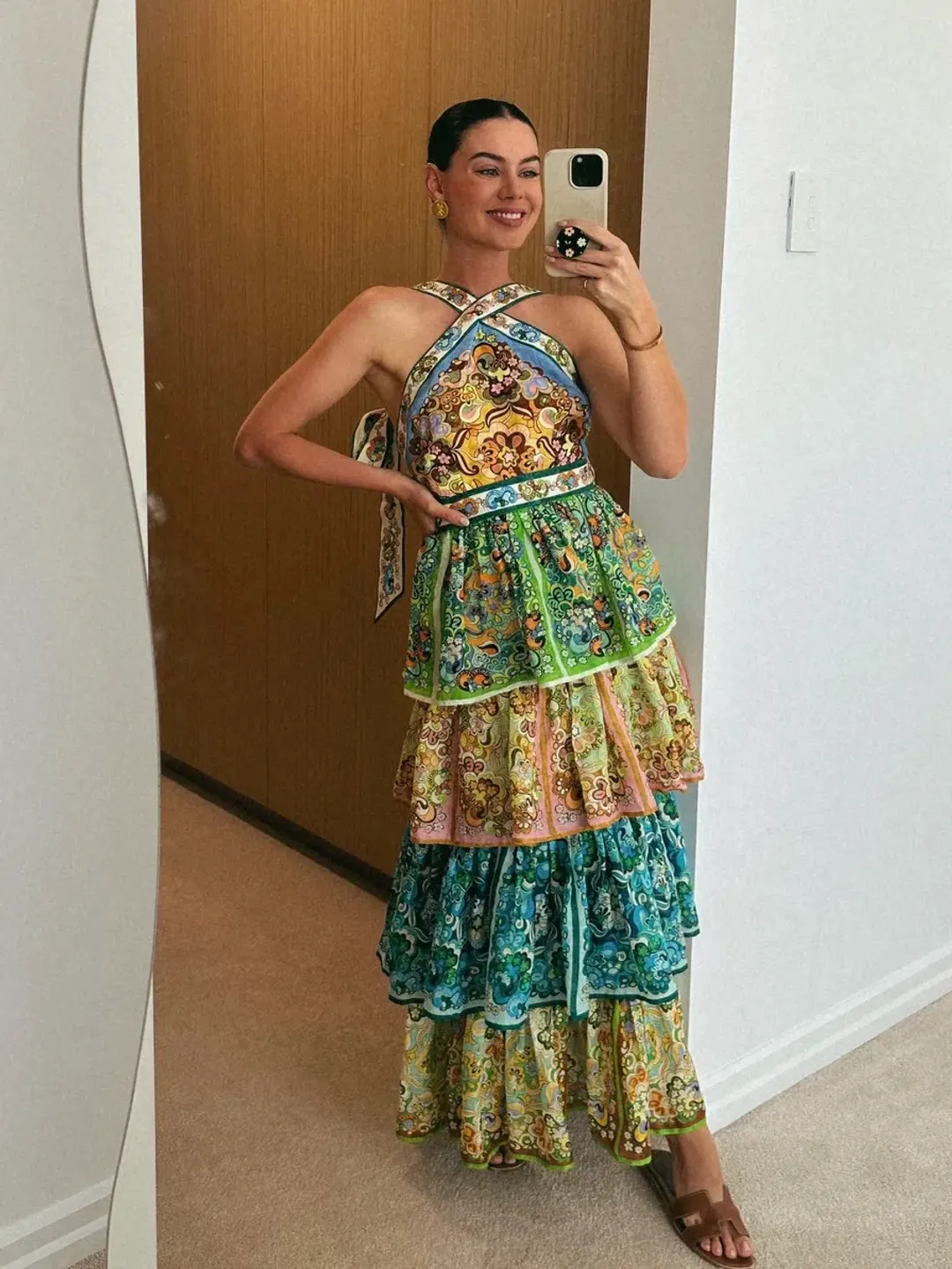 Alemais Dreamer Tiered Midi Dress size 8 for rent on The Volte - main image