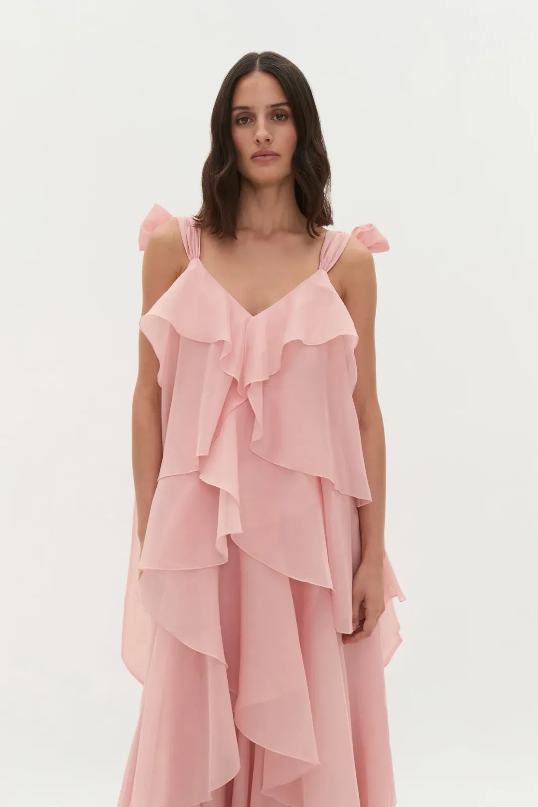 Aje Gracie Maxi Dress Size 16 in Muted Rose Pink for rent on The Volte - main image