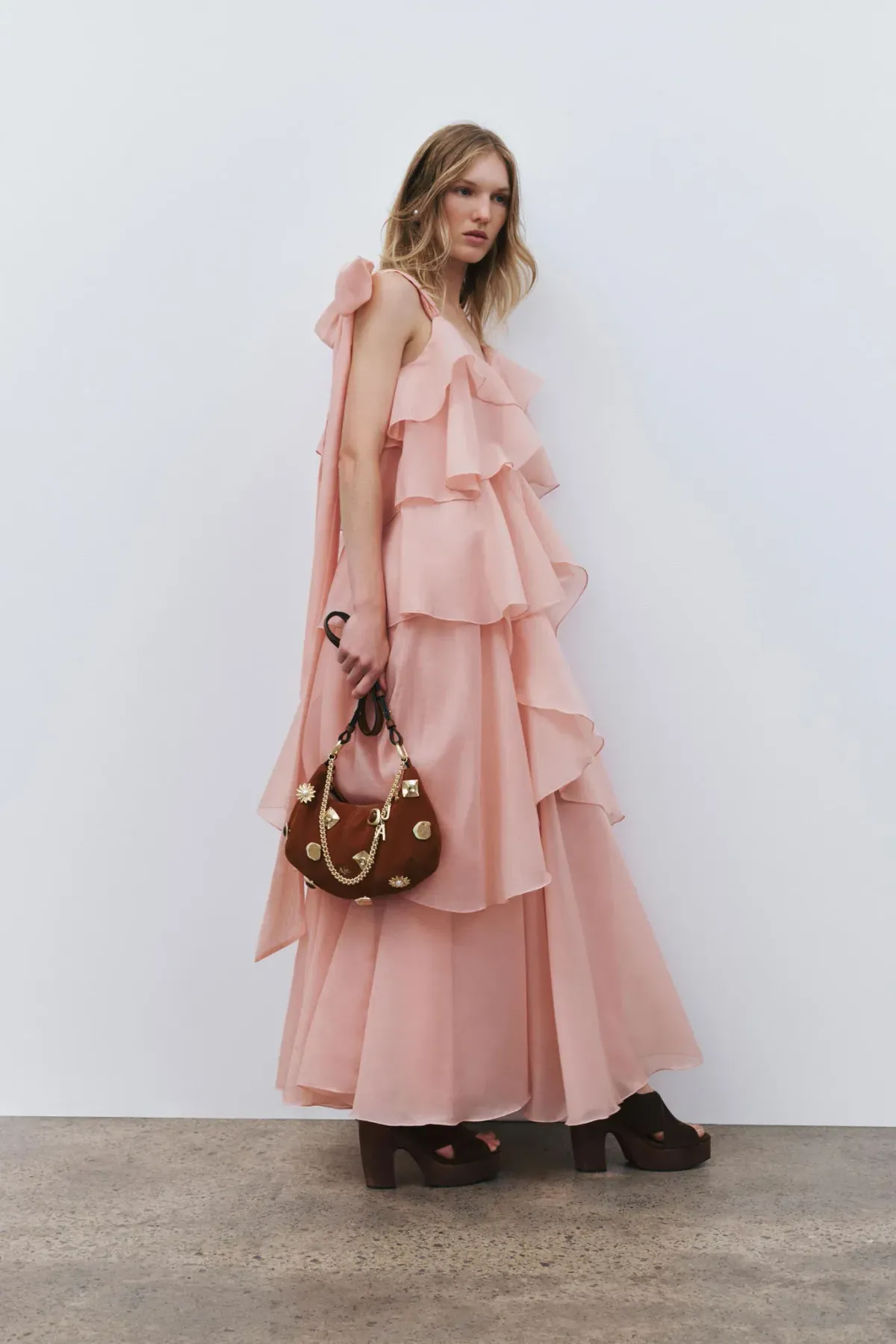 Aje Gracie Maxi Dress Size 16 in Muted Rose Pink for rent on The Volte - main image