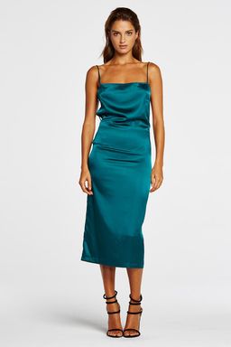 Maurie & Eve Apache Satin Midi Slip Dress - Emerald size 6 for rent on The Volte - image 1