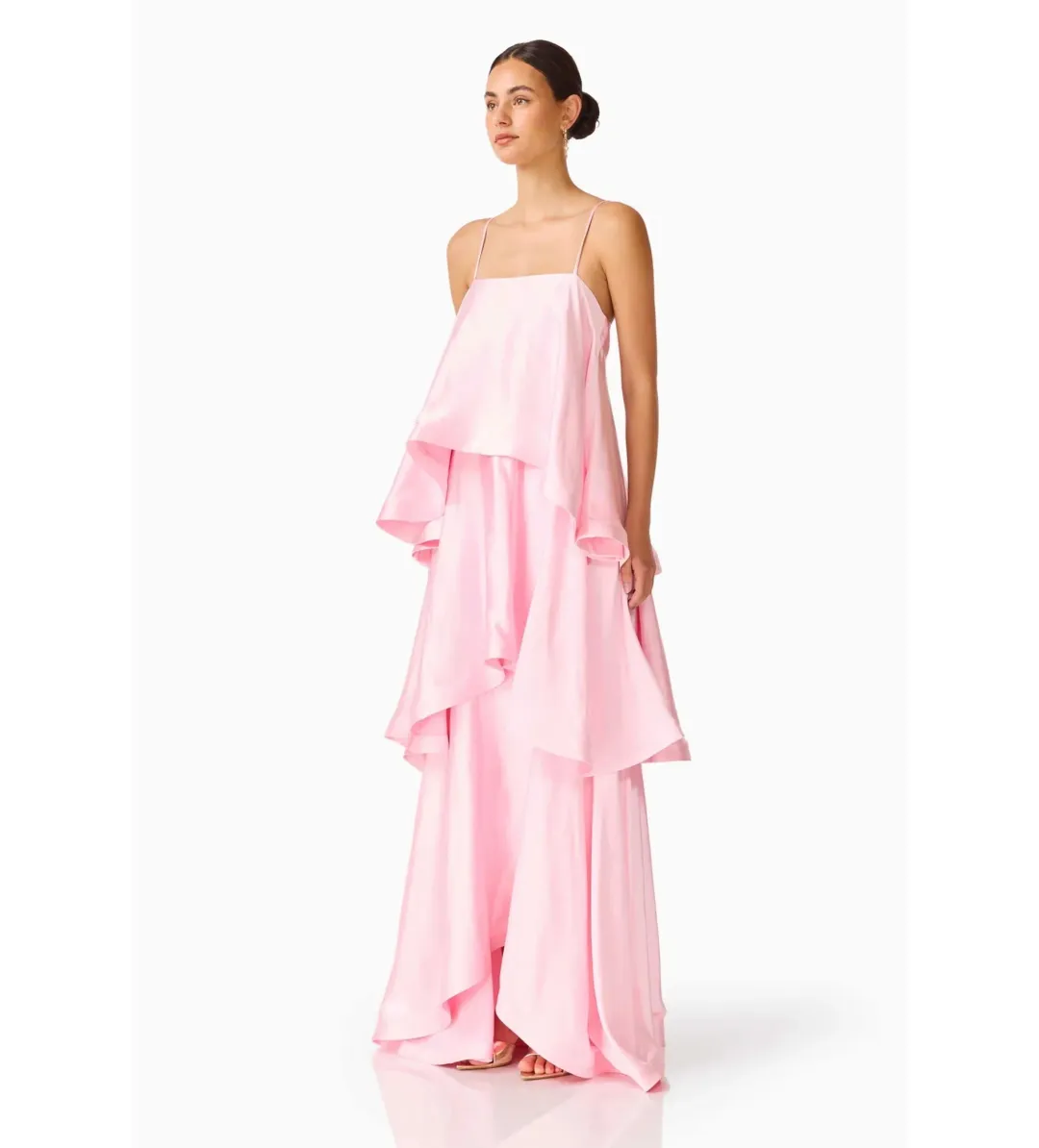 Elliatt Tilly Tiered Maxi Dress in Pale Pink Size 14 for rent on The Volte - main image