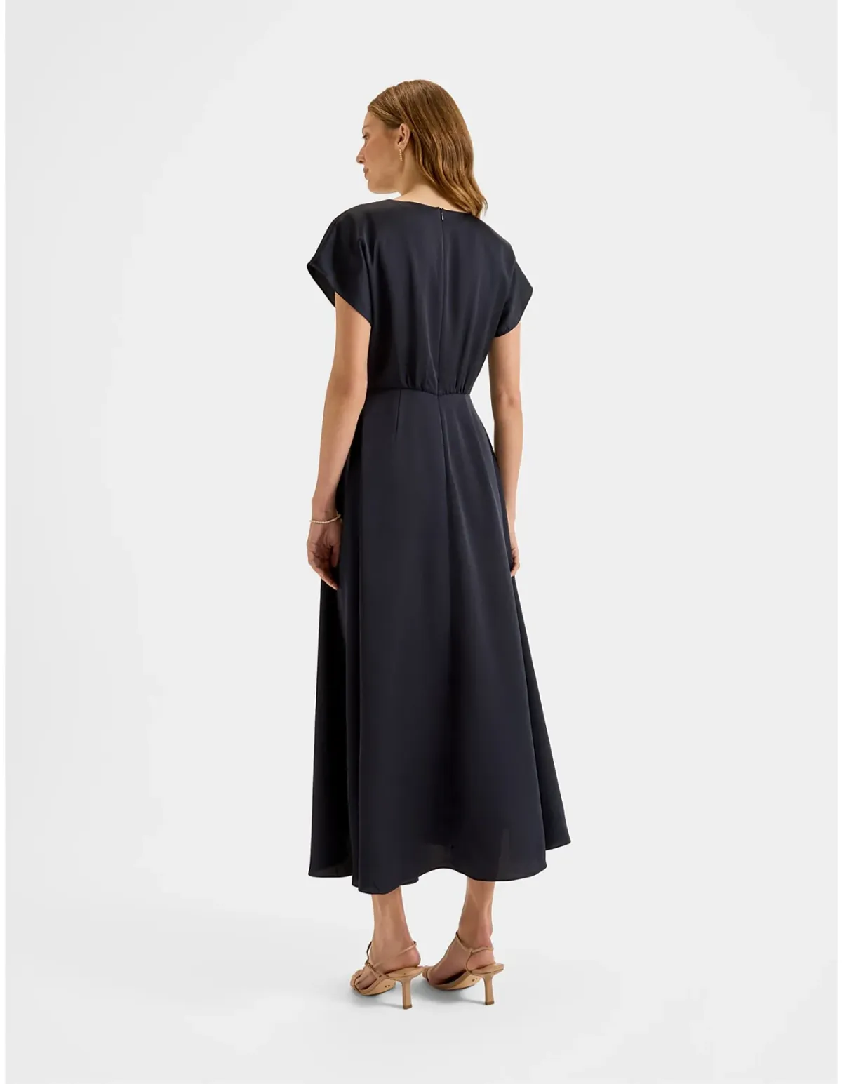 Review Montague Satin Midi Dress Ink Size 12 - Image 5