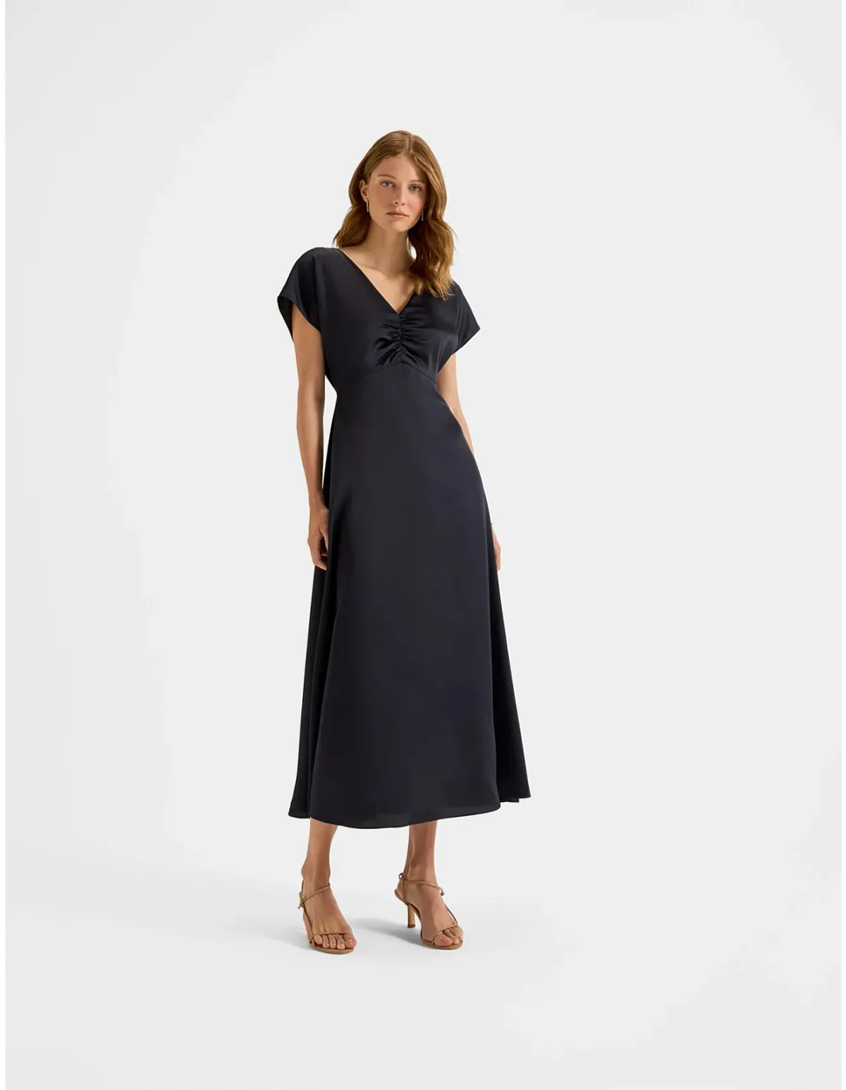 Review Montague Satin Midi Dress Ink Size 12 - Image 3