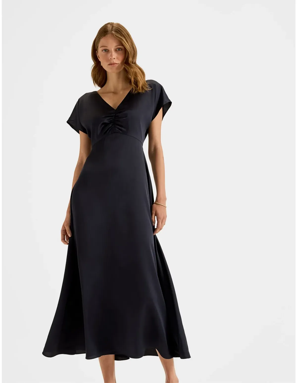 Review Montague Satin Midi Dress Ink Size 12 - Image 1