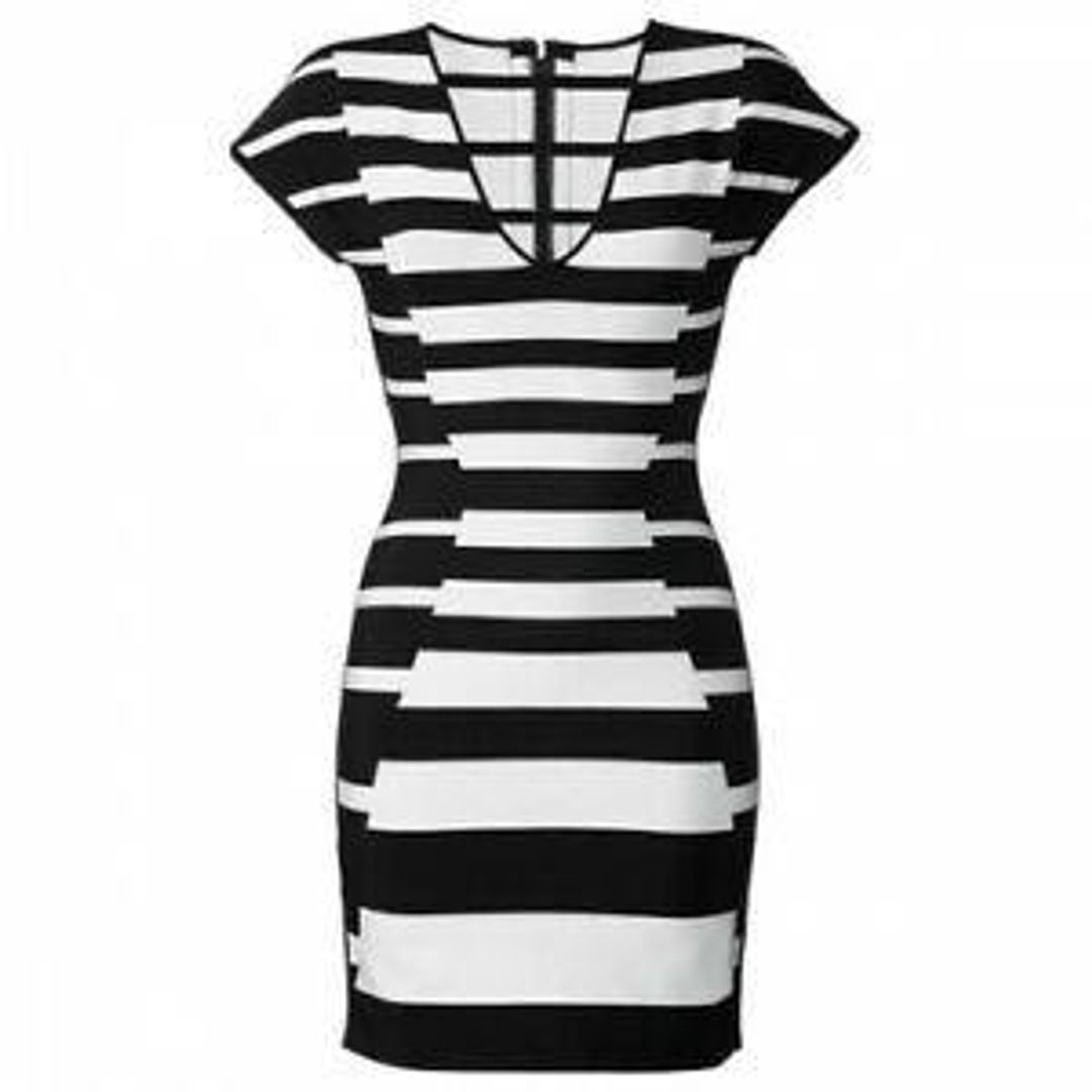 Herve Leger Bandage Dress Black/White Size 6 for rent on The Volte - main image