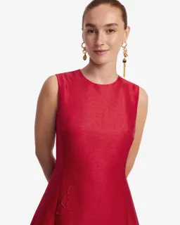 Leo Lin Cleo Appliqué Midi Dress; Red; size 8 for rent on The Volte - image 4