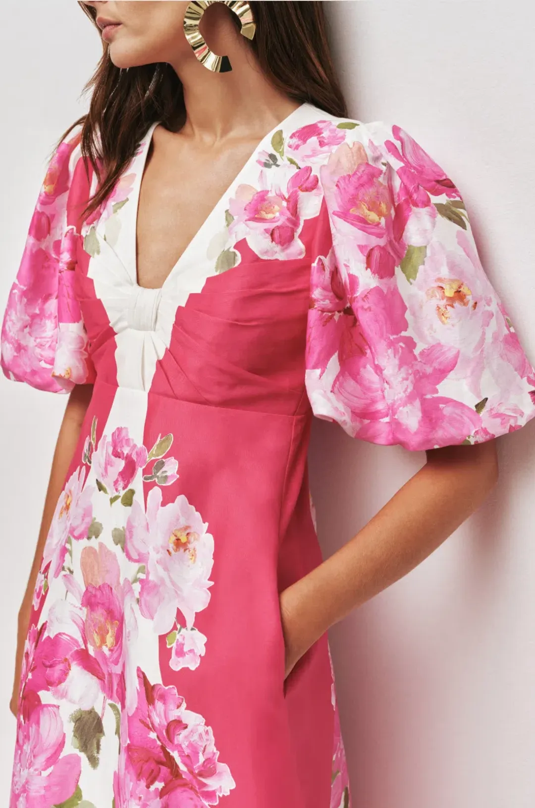 AJE OVERFLOW KNOTTED MIDI DRESS SIZE 10 for rent on The Volte - main image