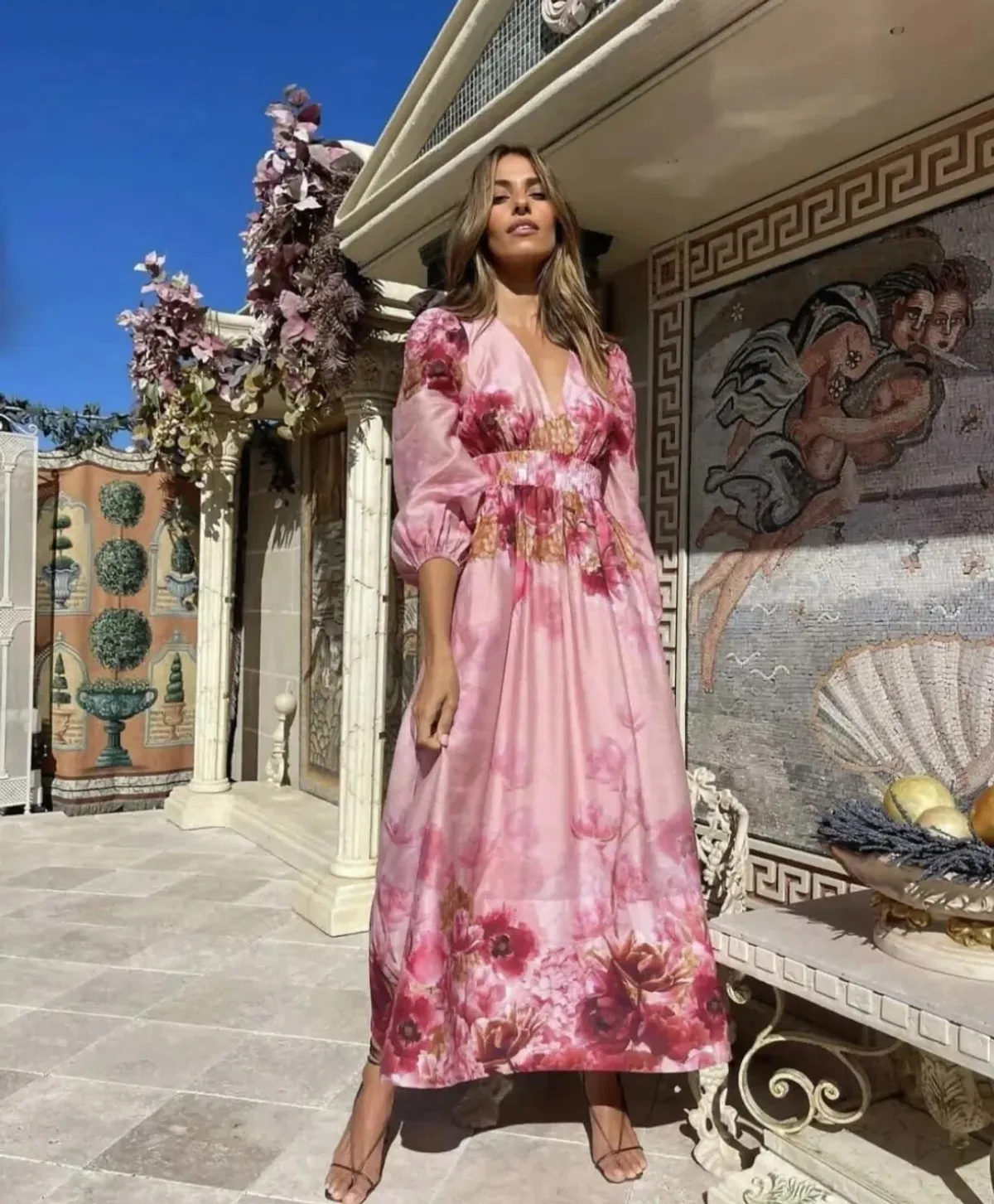 Sheike Swan Lake Midi Dress in Pink Floral Size 16 - Image 1