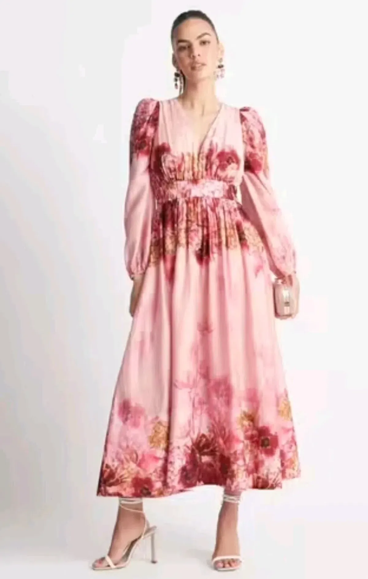 Sheike Swan Lake Midi Dress in Pink Floral Size 16 - Image 2