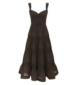 Zimmermann Pleated Draped Midi Dress in Olive Size 0 / AU8 for rent on The Volte - image 1