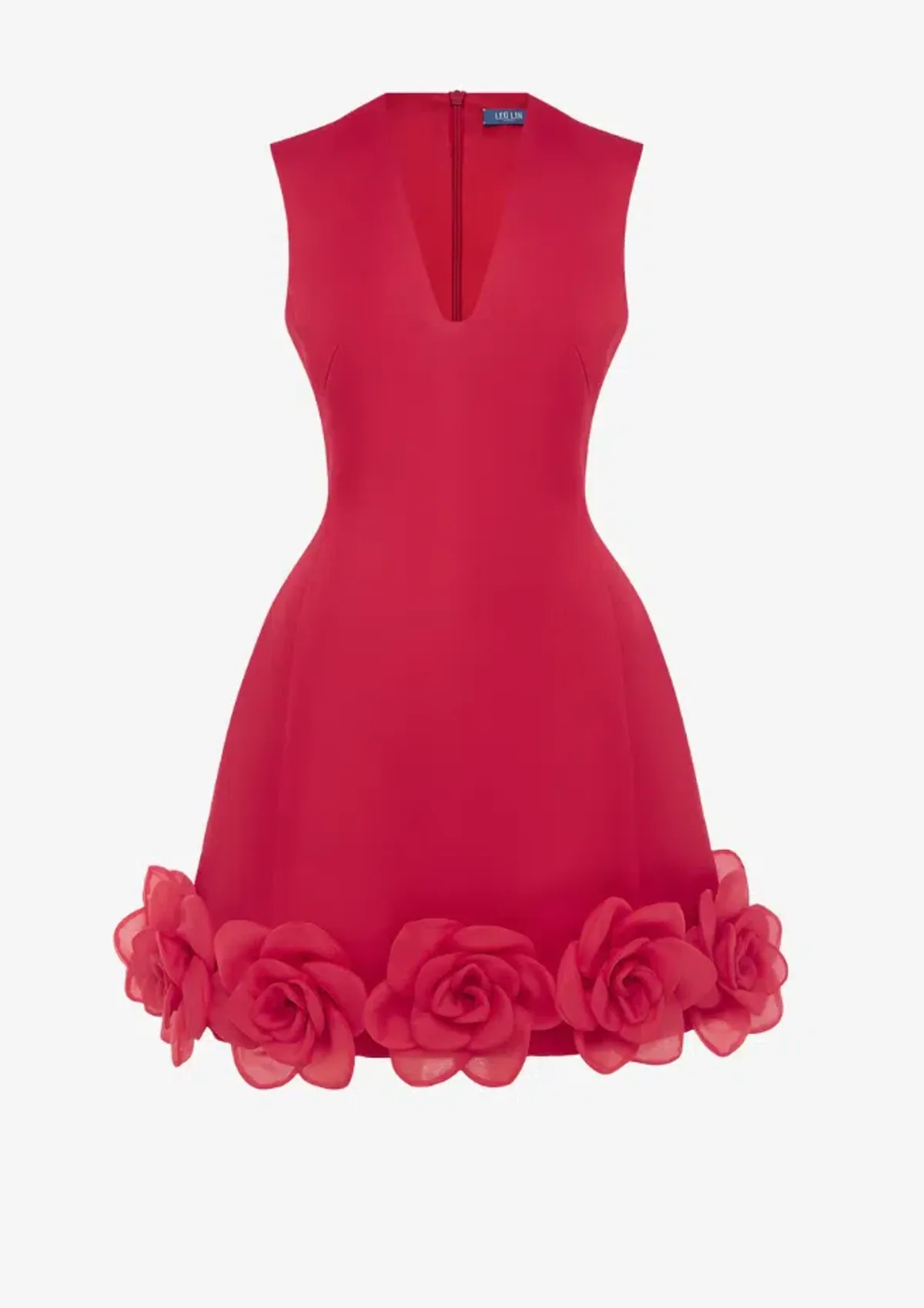 Leo Lin Bree V Neck Mini Dress Scarlet Size 14 for rent on The Volte - main image