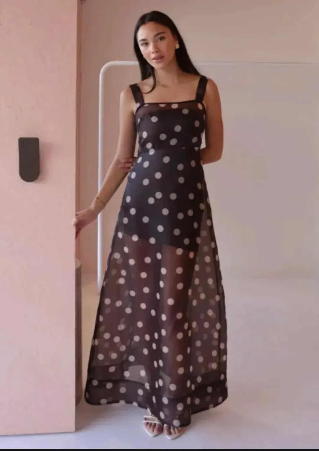 BY NICOLA GOLDIE MAXI DRESS CHOCOLATE POLKA for rent on The Volte - main image
