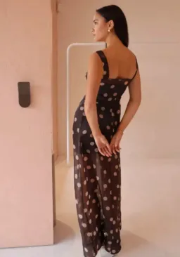 BY NICOLA GOLDIE MAXI DRESS CHOCOLATE POLKA for rent on The Volte - image 3