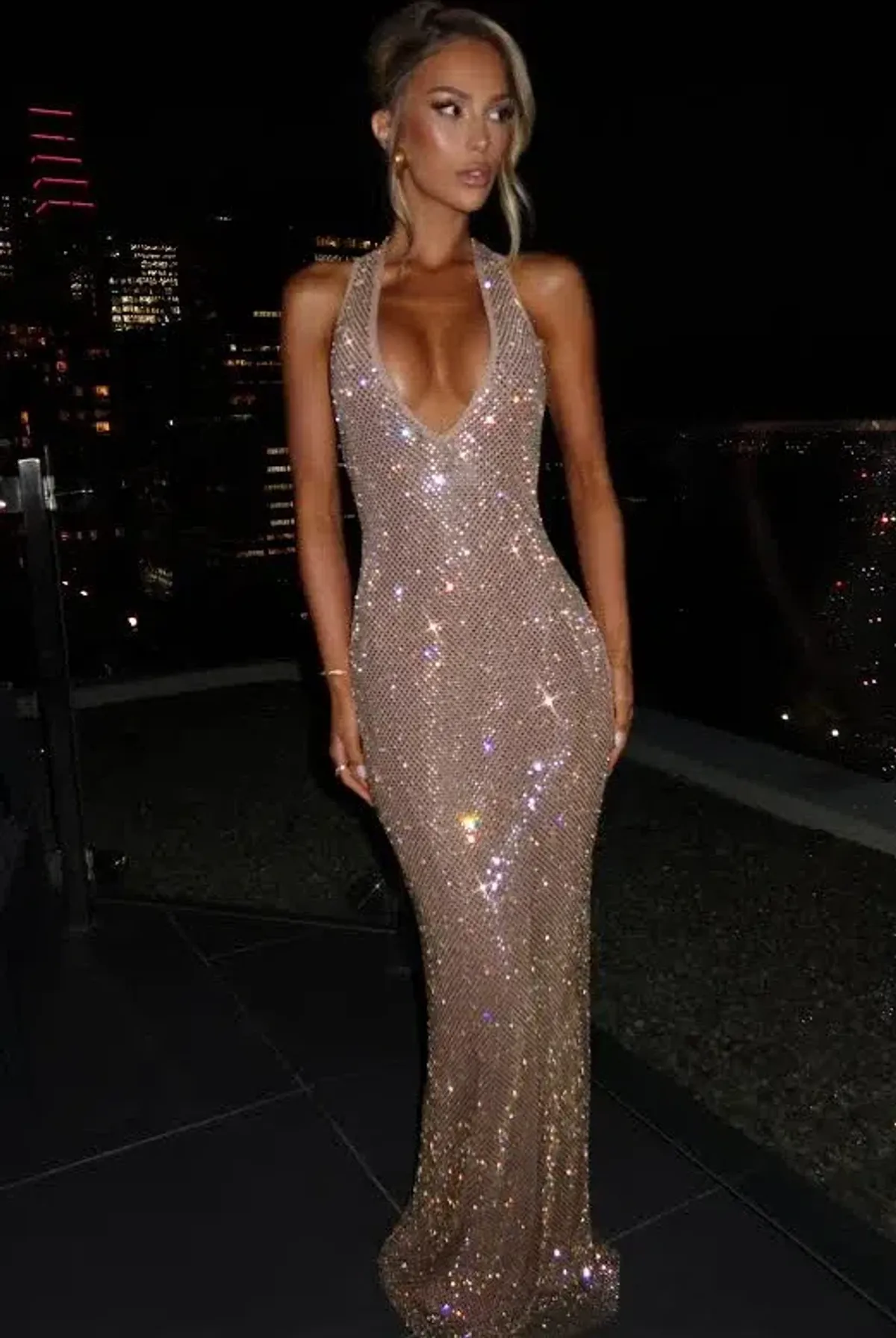 babyboo starla maxi dress size xs (Gold) for rent on The Volte - main image