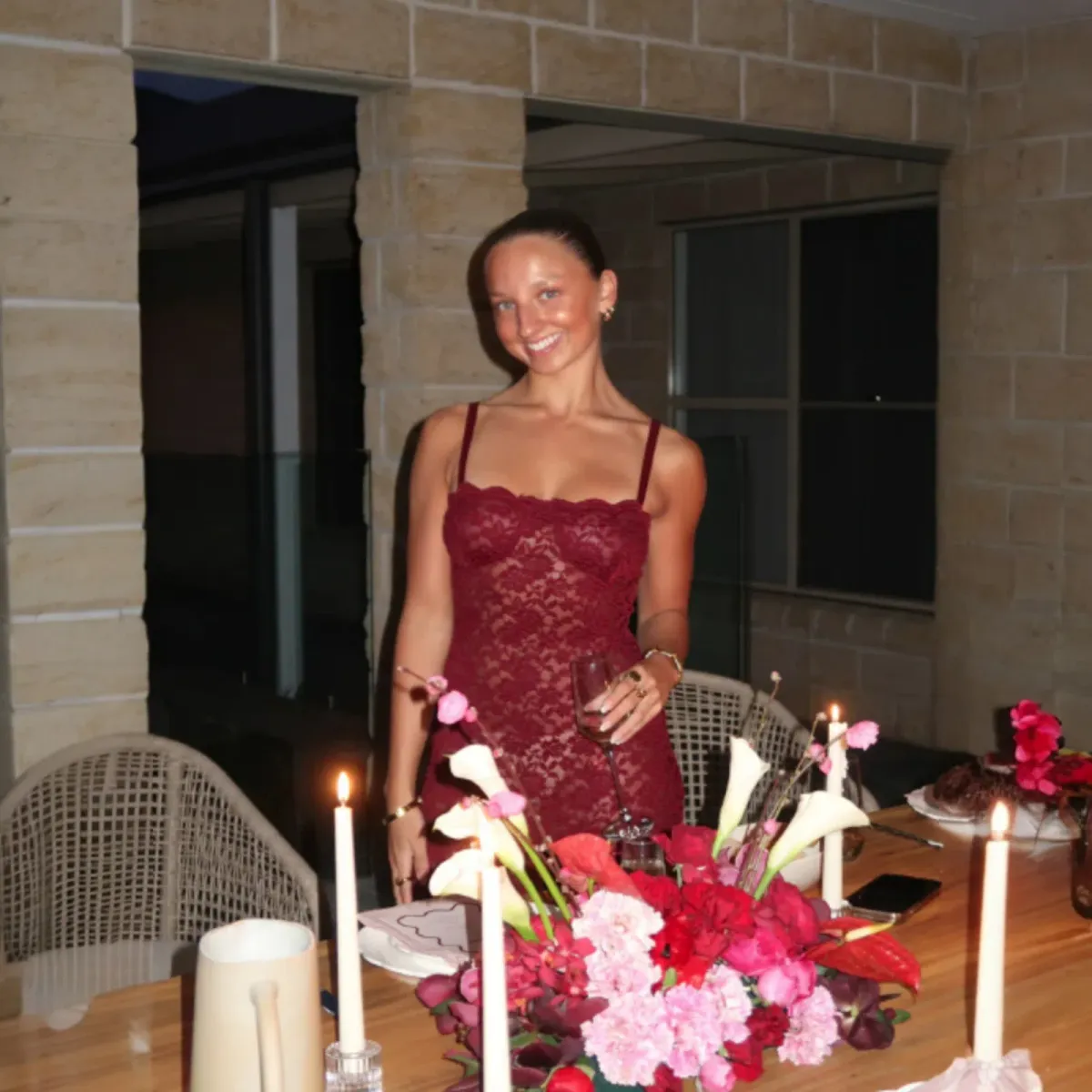 Arcina Ori Margot Maxi Dress Red Wine Size Small for rent on The Volte - main image