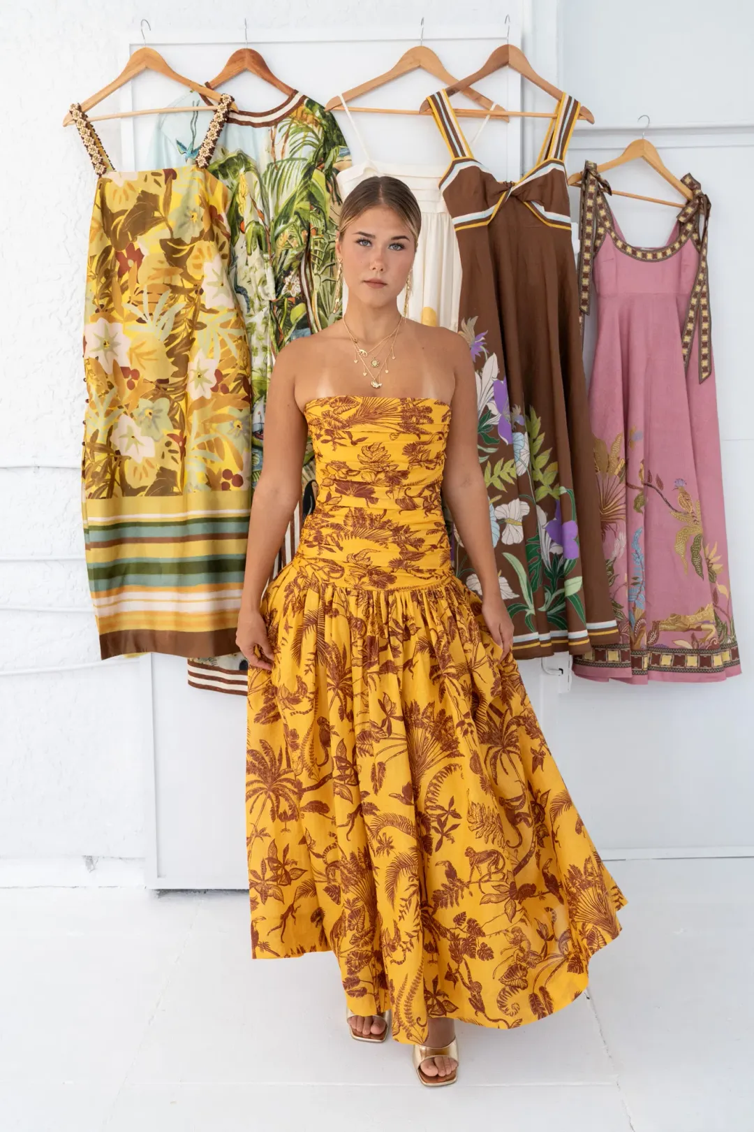 Alemais Banana Blossom Ruched Gown- 6 for rent on The Volte - main image