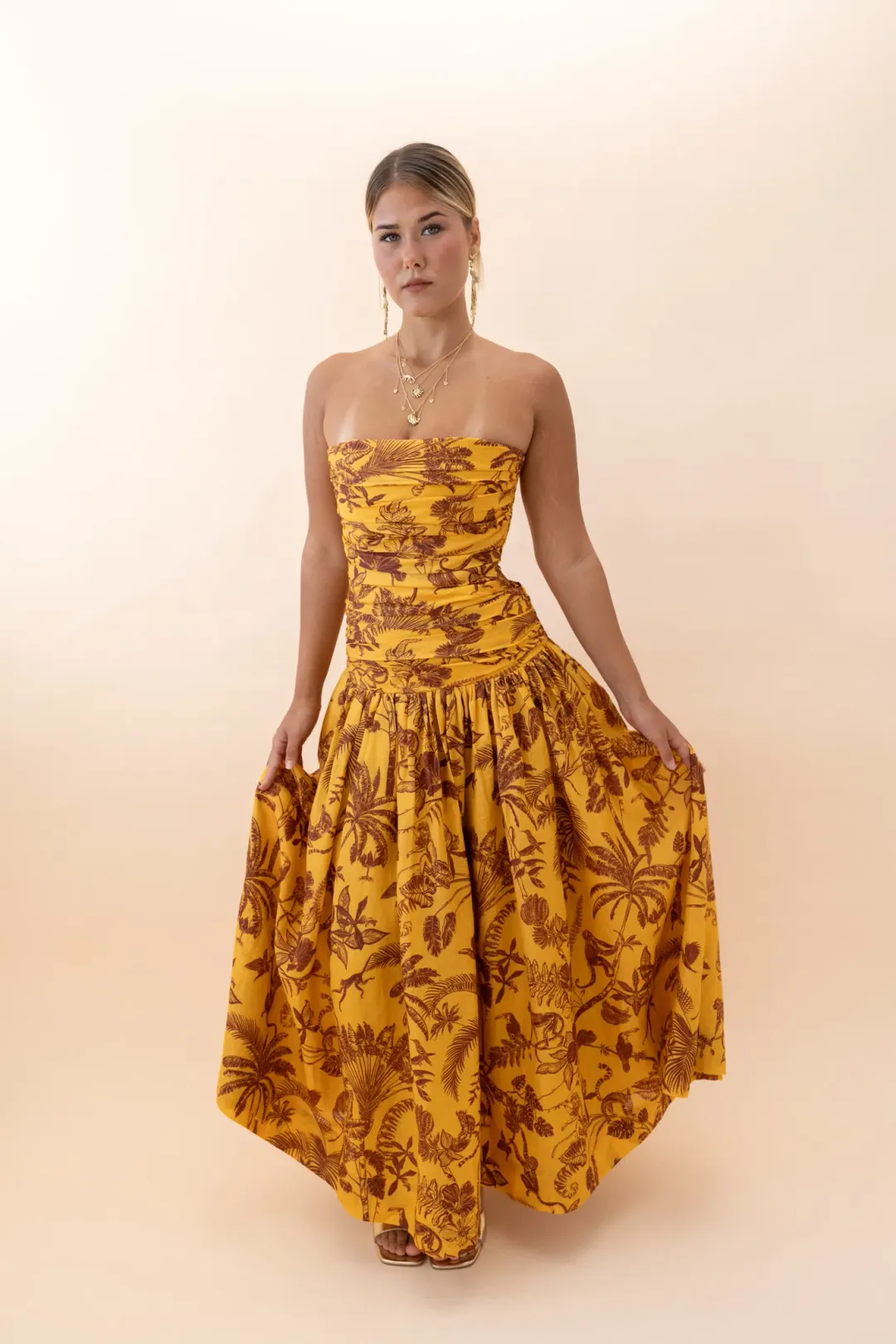 Alemais Banana Blossom Ruched Gown- 6 for rent on The Volte - main image