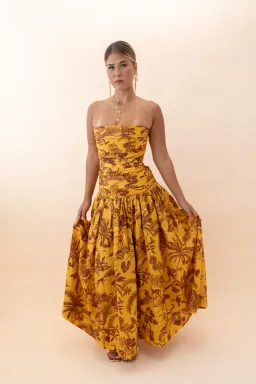 Alemais Banana Blossom Ruched Gown- 6 for rent on The Volte - image 3