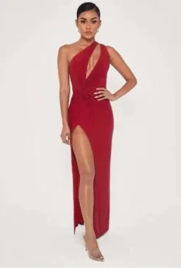Meshki Hattie Red Metallic Glitter Stretchy Gown Dress | Size XL AU 14 for rent on The Volte - image 3