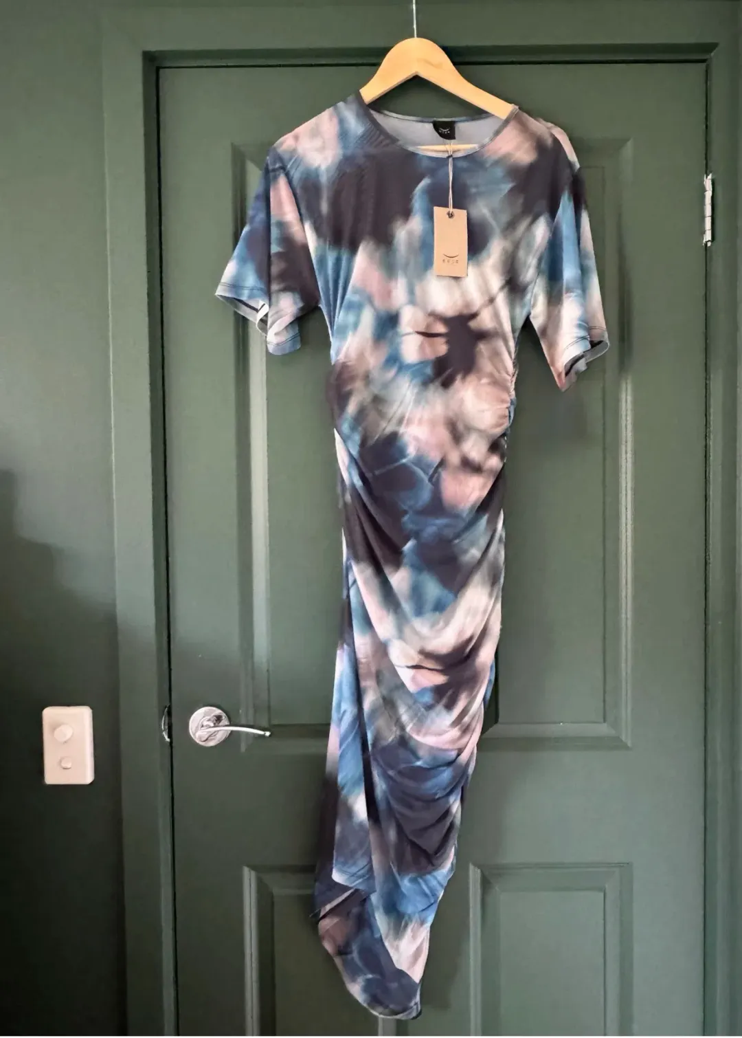 Husk Ruched Side Tie-Dye Midi Dress. Size 10 for rent on The Volte - main image