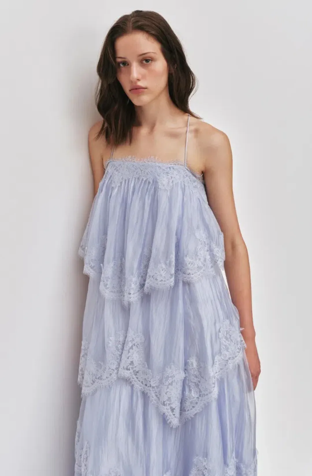 AJE Ophelia Lace Gown French Blue Size 8 for rent on The Volte - main image