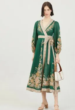 Zimmerman Devi Wrap Dress in Emerald Size 3 for rent on The Volte - image 2