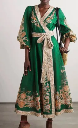 Zimmerman Devi Wrap Dress in Emerald Size 3 for rent on The Volte - image 1