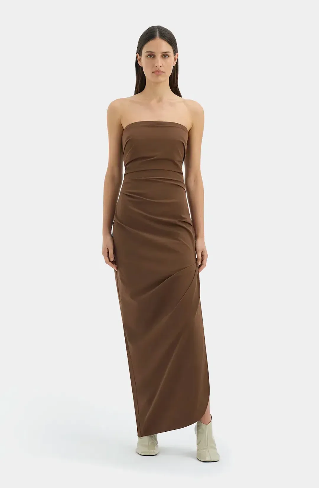 FLORENT STRAPLESS GOWN | MOCHA - SIZE 10 for rent on The Volte - main image