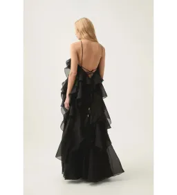 Aje Pandorea Layered Maxi Dress in Black Size AU12 for rent on The Volte - image 3