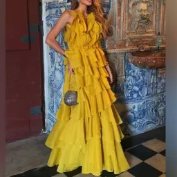 Aje Cleo Gown in Chartreuse Size 14 for rent on The Volte - image 2