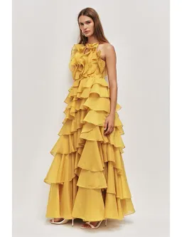 Aje Cleo Gown in Chartreuse Size 14 for rent on The Volte - image 3