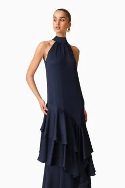 Elliatt Varella Halter Gown Navy; XS for rent on The Volte - image 2